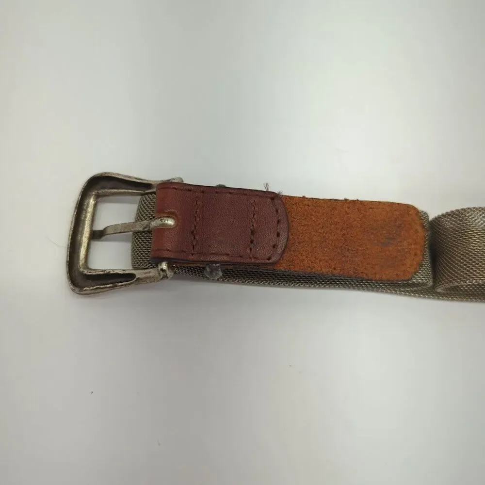 Vintage Women's Leather Metal Mesh Silver Buckle 9765‎ Size Small